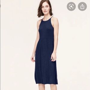 LOFT dark blue halter midi dress